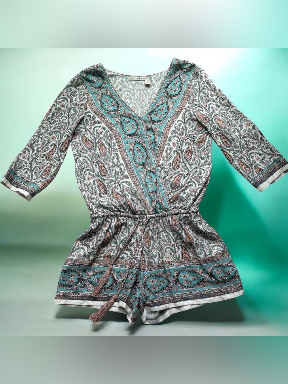 Chelsea & Violet Paisley Boho Wrap Romper Small